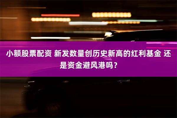 小额股票配资 新发数量创历史新高的红利基金 还是资金避风港吗？