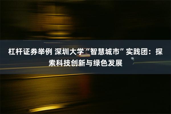 杠杆证券举例 深圳大学“智慧城市”实践团：探索科技创新与绿色发展